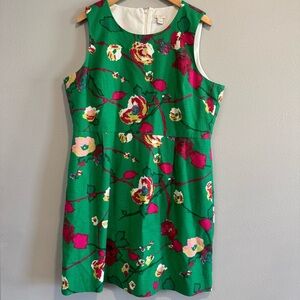 J.Crew Factory Floral Green Sleeveless Dress Pockets Office Work Cotton 20